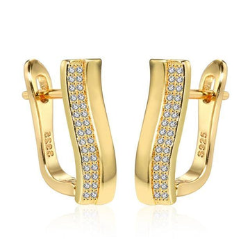 Trendy Crystal Flower Paved AAA+ Cubic Zirconia Gold Color Stud Earrings - The Jewellery Supermarket